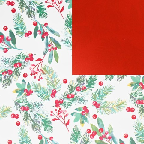 ROTOLO CARTA CM.100X25MT WINTER FOLIAGE ROSSO